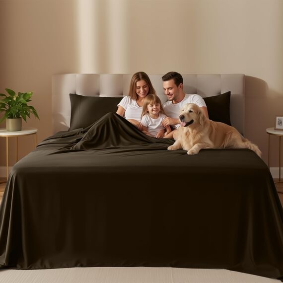 Utopia Bedding Queen-Bettwäsche-Set, 4-teilig, gebürstete Mikrofaser, schrumpft und lichtbeständig, pflegeleicht (Queen-Size-Bett, Braun)