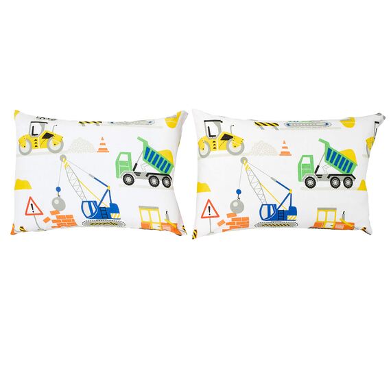 Bloomsbury Mill - Baufahrzeuge – Lastwagen, Bagger & Kräne - Zwei Kissenbezüge (zusätzlich) - 50cm x 75cm