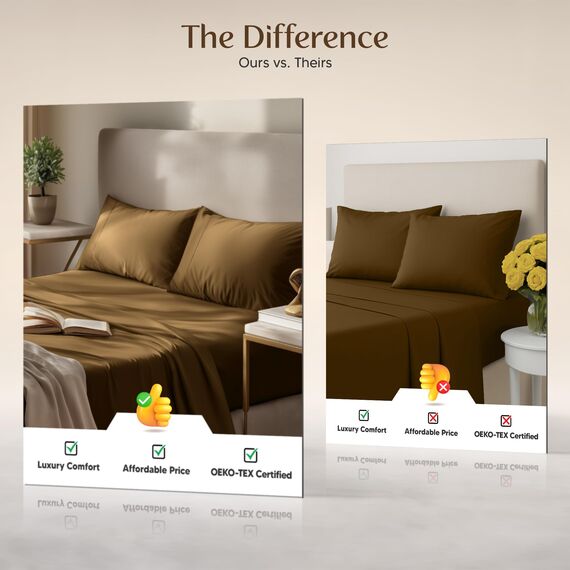 Utopia Bedding Queen-Bettwäsche-Set – 4-teiliges Bettwäsche-Set – gebürstete Mikrofaser – schrumpffrei und lichtbeständig – pflegeleicht (Queen, Mokka)