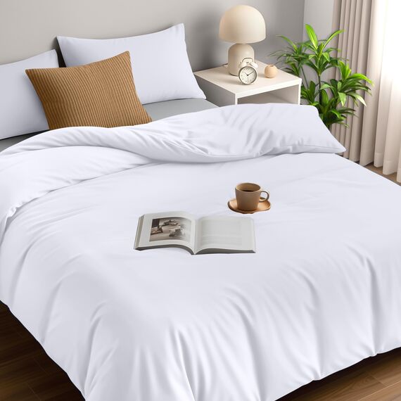Utopia Bedding Bettwäsche Set - Mikrofaser Bettbezug 260x220 cm + 2 Kissenbezüge 50x75 cm - Weiß