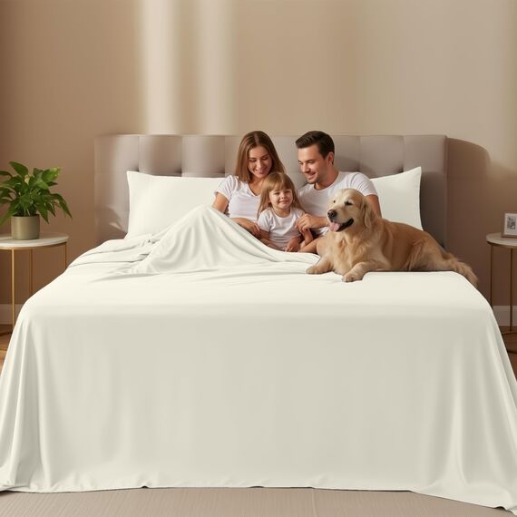 Utopia Bedding Bettwäsche-Set für King-Size-Bett, 4-teilig, gebürstete Mikrofaser, schrumpft und lichtbeständig, pflegeleicht (King-Size-Bett, Elfenbein)