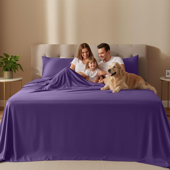 Utopia Bedding Bettwäsche-Set für King-Size-Bett, 4-teilig, gebürstete Mikrofaser, schrumpft und lichtbeständig, pflegeleicht (King-Size-Bett, Aubergine)