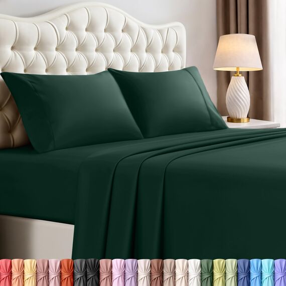 Utopia Bedding Bettwäsche-Set für King-Size-Betten, 4-teilig, gebürstete Mikrofaser, schrumpft und lichtbeständig, pflegeleicht (Kingsize, Smaragd)
