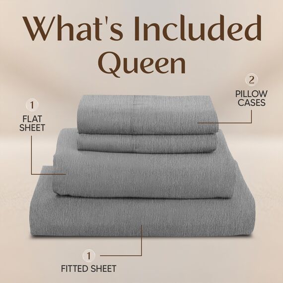 Utopia Bedding Queen-Bettwäsche-Set, 4-teilig, gebürstete Mikrofaser, schrumpft und lichtbeständig, pflegeleicht (Queen-Size-Bett, Grau meliert)