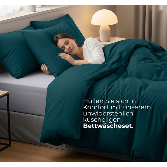 Utopia Bedding Bettwäsche Set - Mikrofaser Bettbezug 260x240 cm + 2 Kissenbezüge 65x65 cm - Blaugrün