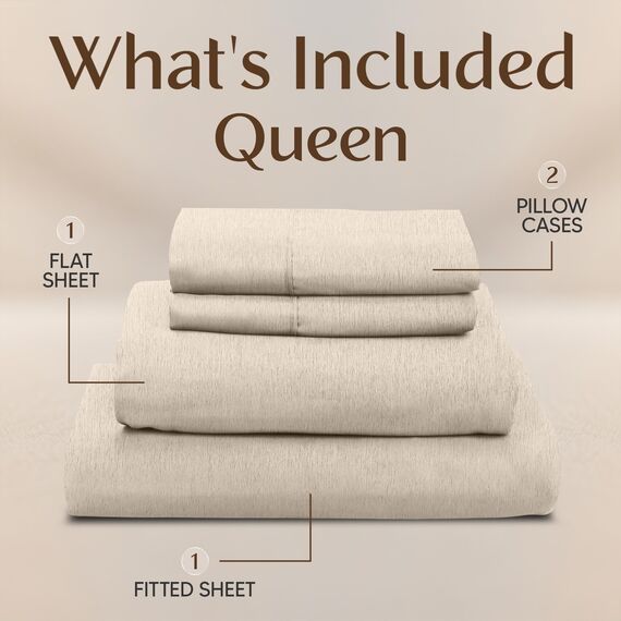 Utopia Bedding Queen-Bettwäsche-Set, 4-teilig, gebürstete Mikrofaser, schrumpft und lichtbeständig, pflegeleicht (Queen-Size-Bett, Haferflocken)