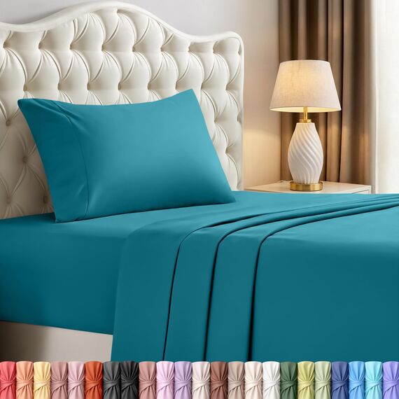 Utopia Bedding Bettwäsche-Set für Doppelbetten – 3-teiliges Bettwäsche-Set – gebürstete Mikrofaser – schrumpffrei und lichtbeständig – pflegeleicht (Doppelbett, Jeansblau)