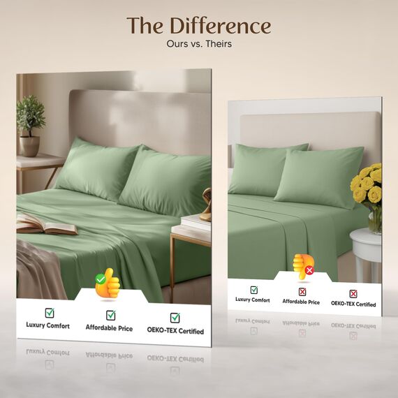 Utopia Bedding Bettlaken für Twin-Bett, 3-teilig, für Studentenwohnheimzimmer, gebürstete Mikrofaser, schrumpft und lichtbeständig, pflegeleicht (Twin XL Twin Extra Long Salbei)