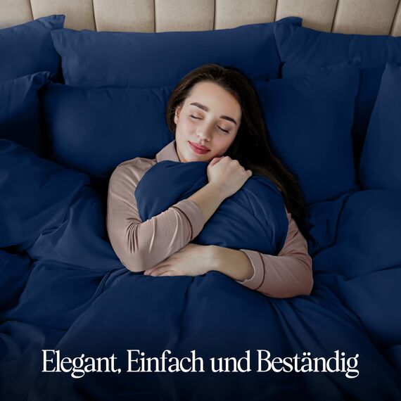 Utopia Bedding Bettwäsche Set - Mikrofaser Bettbezug 260x240 cm + 2 Kissenbezüge 65x65 cm - Marineblau