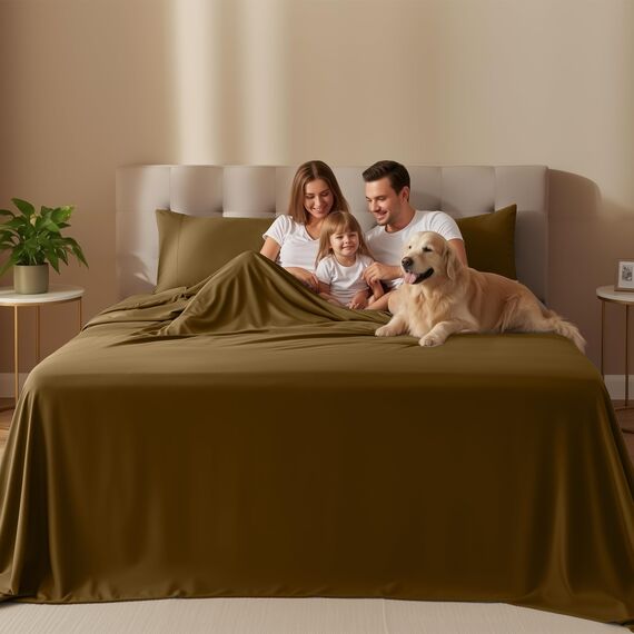 Utopia Bedding Bettwäsche-Set für King-Size-Betten, 4-teilig, gebürstete Mikrofaser, schrumpft und lichtbeständig, pflegeleicht (Kingsize, Mokka)