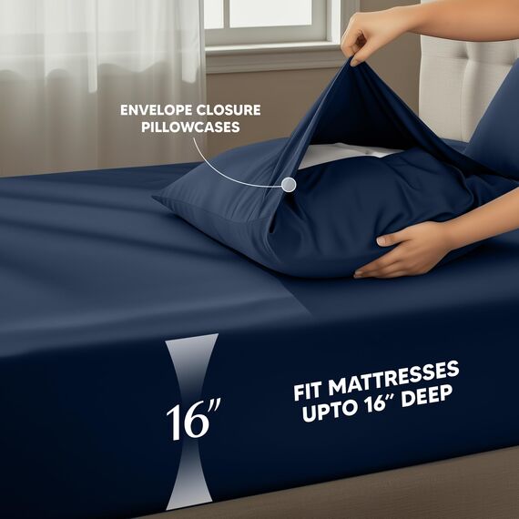 Utopia Bedding 4-teiliges Mikrofaser-Bettwäsche-Set (Marineblau, Full)