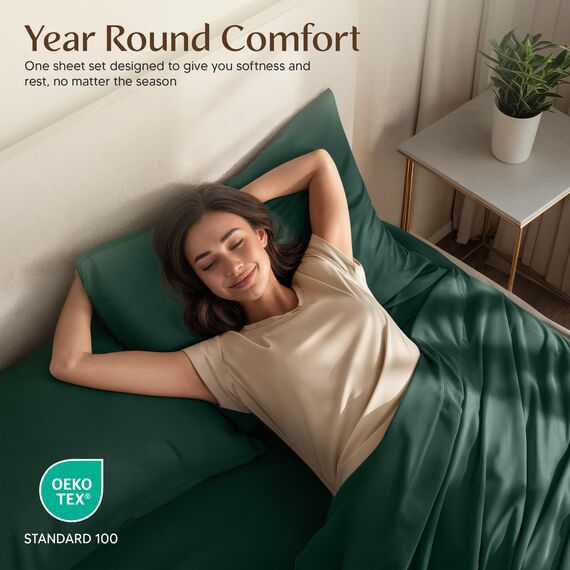 Utopia Bedding Bettwäsche-Set – 4-teiliges Bettwäsche-Set – gebürstete Mikrofaser – schrumpffrei und lichtbeständig – pflegeleicht (voll, Smaragd)