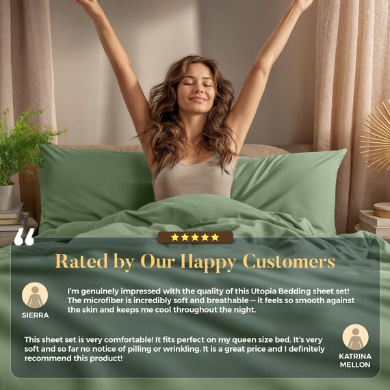 Utopia Bedding Bettlaken für Twin-Bett, 3-teilig, für Studentenwohnheimzimmer, gebürstete Mikrofaser, schrumpft und lichtbeständig, pflegeleicht (Twin XL Twin Extra Long Salbei)