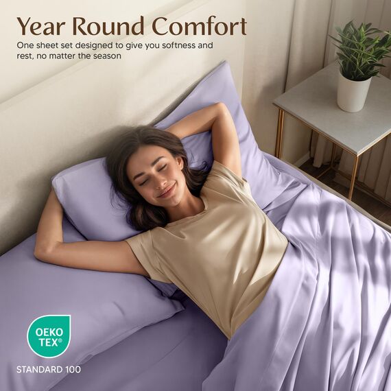 Utopia Bedding Queen-Bettwäsche-Set, 4-teilig, gebürstete Mikrofaser, schrumpft und lichtbeständig, pflegeleicht (Queensize, Lavendel)