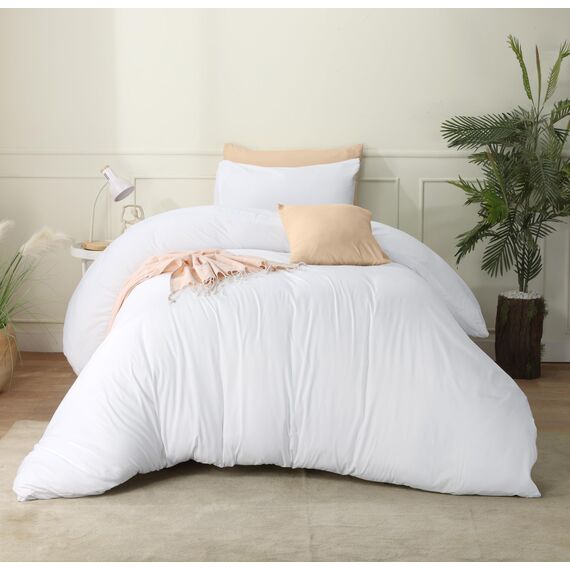 Utopia Bedding Bettbezug-Set mit Kissenbezügen – 2-teiliges Bettwäsche-Set mit Reißverschluss – 1 Bettbezug mit 1 Kissenbezug – weich gebürstete Mikrofaser (Doppelbett/XL Doppelbett, Weiß).