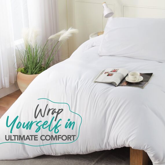 Utopia Bedding Bettbezug-Set mit Kissenbezügen – 2-teiliges Bettwäsche-Set mit Reißverschluss – 1 Bettbezug mit 1 Kissenbezug – weich gebürstete Mikrofaser (Doppelbett/XL Doppelbett, Weiß).
