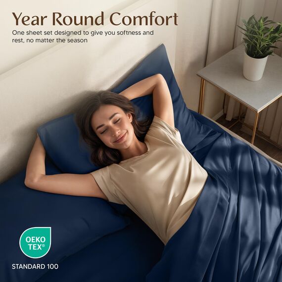 Utopia Bedding Queen-Bettwäsche-Set, 4-teilig, gebürstete Mikrofaser, schrumpft und lichtbeständig, pflegeleicht (Queen-Size-Bett, Marineblau)
