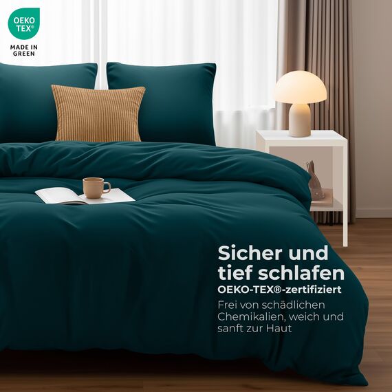 Utopia Bedding Bettwäsche Set - Mikrofaser Bettbezug 260x240 cm + 2 Kissenbezüge 65x65 cm - Blaugrün