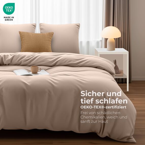Utopia Bedding Bettwäsche Set - Mikrofaser Bettbezug 260x240 cm + 2 Kissenbezüge 65x65 cm - Beige