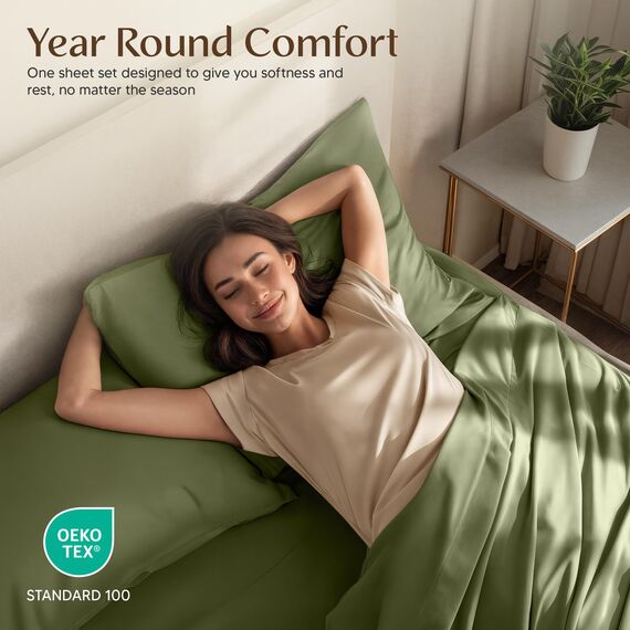Utopia Bedding Bettwäsche-Set – 4-teiliges Bettwäsche-Set – gebürstete Mikrofaser – schrumpffrei und lichtbeständig – pflegeleicht (voll, olivgrün)