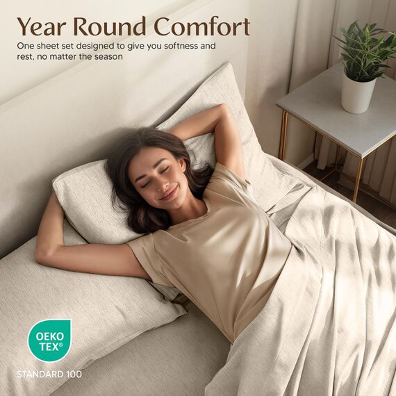 Utopia Bedding Queen-Bettwäsche-Set, 4-teilig, gebürstete Mikrofaser, schrumpft und lichtbeständig, pflegeleicht (Queen-Size-Bett, Haferflocken)