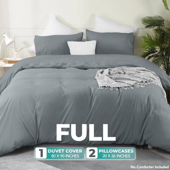 Utopia Bedding Leichtes Bettbezug-Set mit 50 x 65 cm Kissenbezügen, 200 x 220 cm, weiches Mikrofaser-Polyester (Grau)