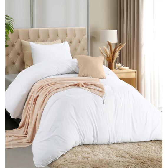 Utopia Bedding Bettbezug-Set mit Kissenbezügen – 2-teiliges Bettwäsche-Set mit Reißverschluss – 1 Bettbezug mit 1 Kissenbezug – weich gebürstete Mikrofaser (Doppelbett/XL Doppelbett, Weiß).