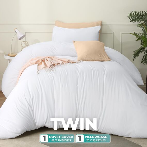 Utopia Bedding Bettbezug-Set mit Kissenbezügen – 2-teiliges Bettwäsche-Set mit Reißverschluss – 1 Bettbezug mit 1 Kissenbezug – weich gebürstete Mikrofaser (Doppelbett/XL Doppelbett, Weiß).