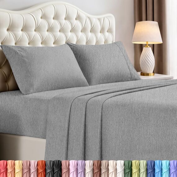 Utopia Bedding Queen-Bettwäsche-Set, 4-teilig, gebürstete Mikrofaser, schrumpft und lichtbeständig, pflegeleicht (Queen-Size-Bett, Grau meliert)