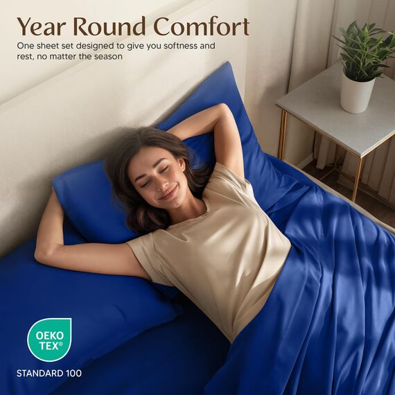 Utopia Bedding Queen-Bettwäsche-Set, 4-teilig, gebürstete Mikrofaser, schrumpft und lichtbeständig, pflegeleicht (Queen-Size-Bett, Königsblau)