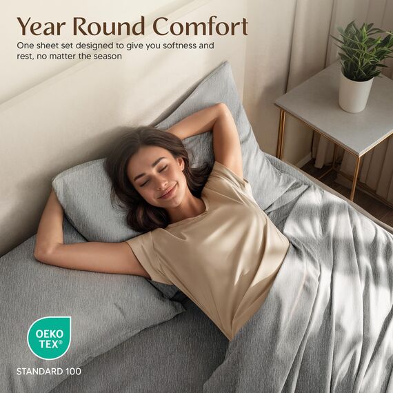 Utopia Bedding Queen-Bettwäsche-Set, 4-teilig, gebürstete Mikrofaser, schrumpft und lichtbeständig, pflegeleicht (Queen-Size-Bett, Grau meliert)