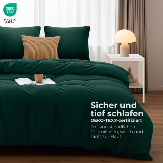 Utopia Bedding Bettwäsche Set - Mikrofaser Bettbezug 260x240 cm + 2 Kissenbezüge 65x65 cm - Smaragd