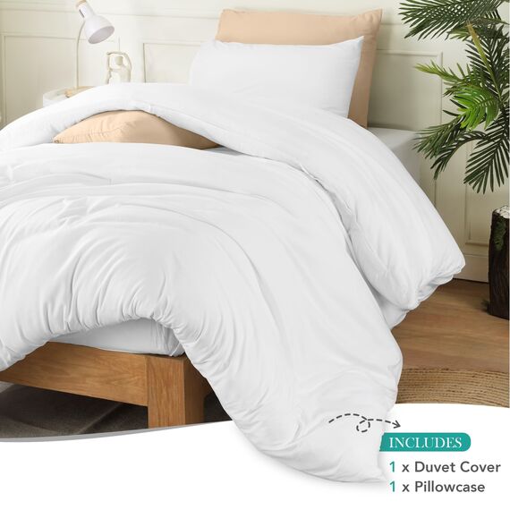 Utopia Bedding Bettbezug-Set mit Kissenbezügen – 2-teiliges Bettwäsche-Set mit Reißverschluss – 1 Bettbezug mit 1 Kissenbezug – weich gebürstete Mikrofaser (Doppelbett/XL Doppelbett, Weiß).