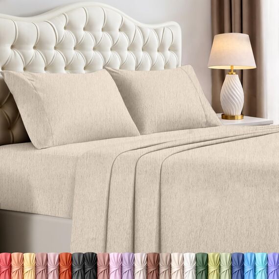 Utopia Bedding Queen-Bettwäsche-Set, 4-teilig, gebürstete Mikrofaser, schrumpft und lichtbeständig, pflegeleicht (Queen-Size-Bett, Haferflocken)