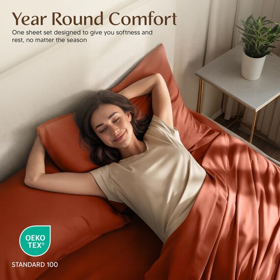 Utopia Bedding Queen-Bettwäsche-Set, 4-teilig, gebürstete Mikrofaser, schrumpft und lichtbeständig, pflegeleicht (Queen-Size-Bett, Terrakotta-Orange)
