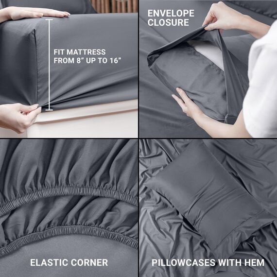 Utopia Bedding Bettwäsche-Set für Twin-Bett, 2er-Pack Bettwäsche-Sets, ideal für Spas, Hotels und Gästezimmer, gebürstete Mikrofaser, schrumpf- und lichtbeständig, pflegeleicht (Grau)