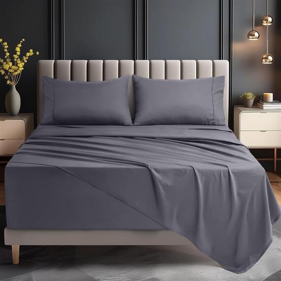 Bettlaken-Set für Doppelbetten von Utopia Bedding. Weiche Mikrofaser, 3-teilig, Hotel-Luxus-Bettlaken mit tiefen Taschen, besticktem Kissenbezug, Spannbettlaken mit seitlicher Aufbewahrungstasche,