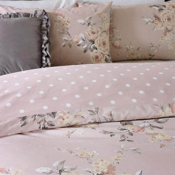 Catherine Lansfield Bedding Canterbury Floral Single Duvet Cover Set with Pillowcases Blush Pink