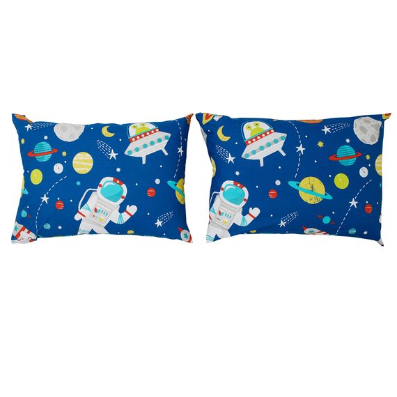 Bloomsbury Mill - Weltraum, Rakete & Planet - Zwei Kissenbezüge (zusätzlich) - 50cm x 75cm