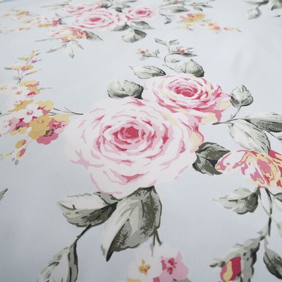 Catherine Lansfield Bedding Canterbury Floral Double Duvet Cover Set with Pillowcases Duck Egg Blue