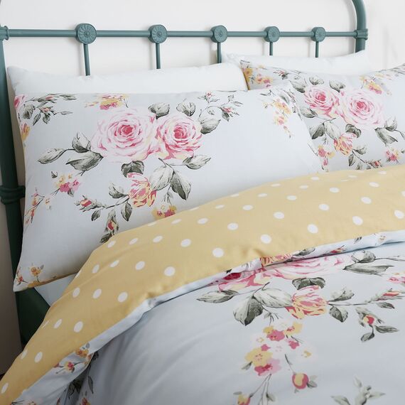 Catherine Lansfield Bedding Canterbury Floral Super King Duvet Cover Set with Pillowcases Duck Egg Blue