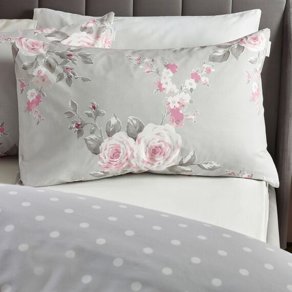 Catherine Lansfield Bedding Canterbury Floral King Duvet Cover Set with Pillowcases Grey