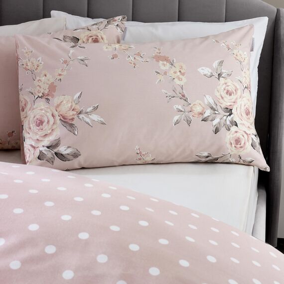 Catherine Lansfield Bedding Canterbury Floral Double Duvet Cover Set with Pillowcase Blush Pink