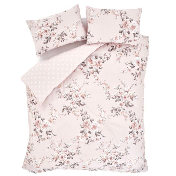 Catherine Lansfield Bedding Canterbury Floral Double Duvet Cover Set with Pillowcase Blush Pink