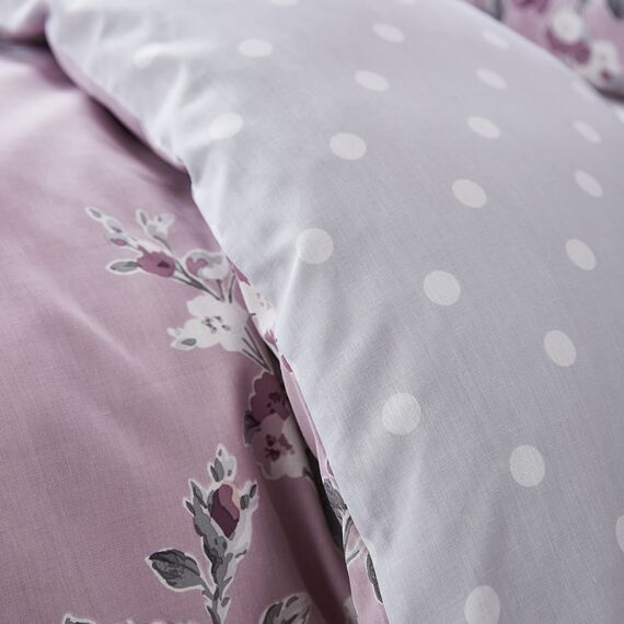 Catherine Lansfield Bedding Canterbury Floral King Duvet Cover Set with Pillowcases Heather