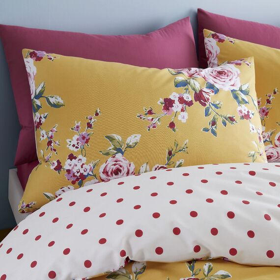 Catherine Lansfield Bedding Canterbury Floral King Duvet Cover Set with Pillowcases Yellow