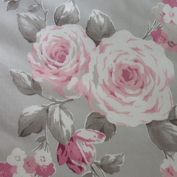 Catherine Lansfield Bedding Canterbury Floral Double Duvet Cover Set with Pillowcases Grey