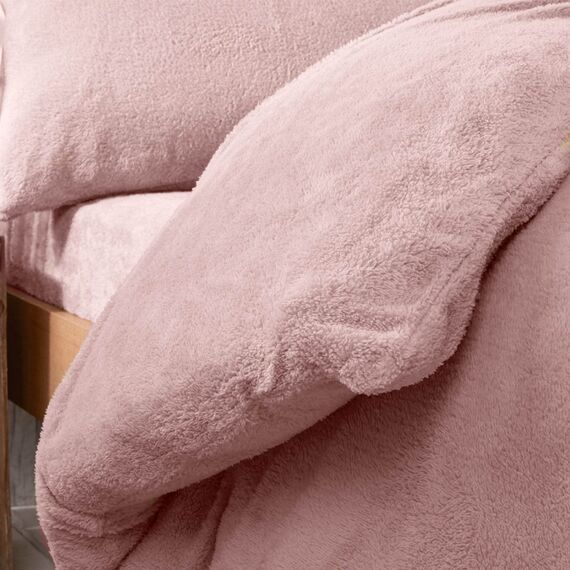 Brentfords Teddy Fleece Spannbetttuch Thermal Warm Soft Luxury Fluffy Cuddly Cosy Bettwäsche, Blush Pink - Single