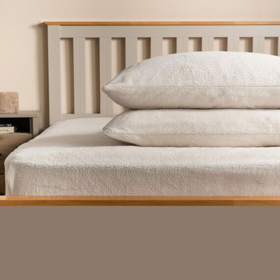 Brentfords Einzelbettlaken weiß, Teddy-Fleece-Spannbettlaken, Bettbezug, pflegeleicht, lichtbeständig, ultraweiche Bettwäsche, Thermo-Bettwäsche-Spannbettlaken