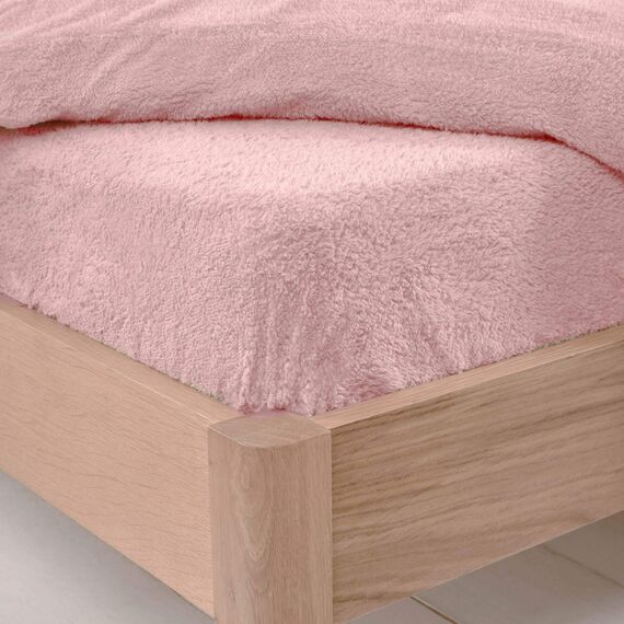 Brentfords Teddy Fleece Spannbetttuch Thermal Warm Soft Luxury Fluffy Cuddly Cosy Bettwäsche, Blush Pink - Single